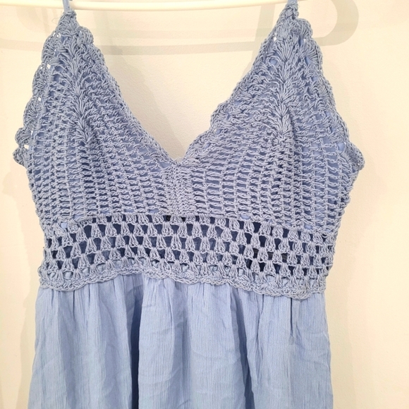 NWOT- Blue summer dress with lace top-Large - Picture 2 of 3